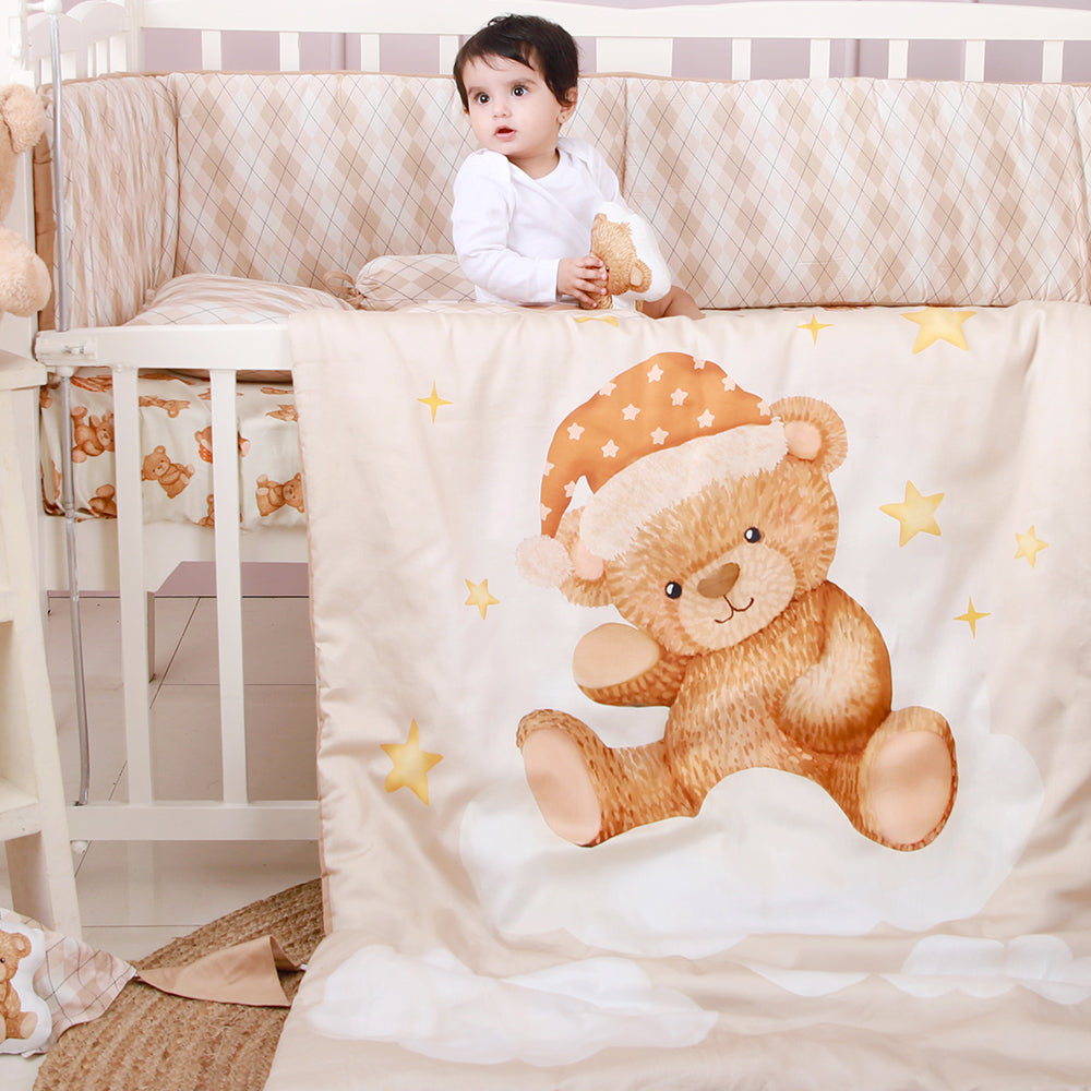 Organic Cot Half Bumper - Cuddle Bear