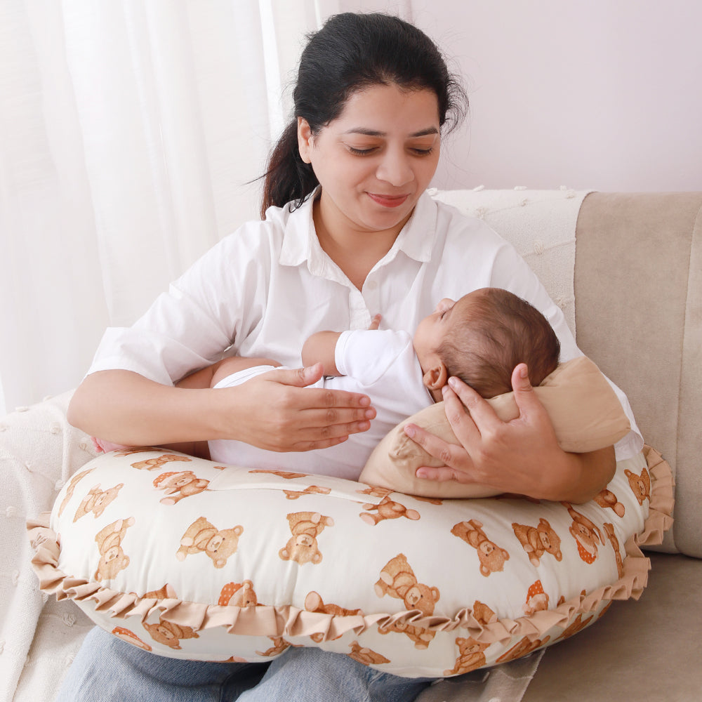 Organic Feeding Pillow + Support Pillow - Cuddle Bear