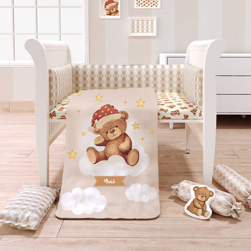 7 Pc Organic Baby Cot Bedding Set - Cuddle Bear