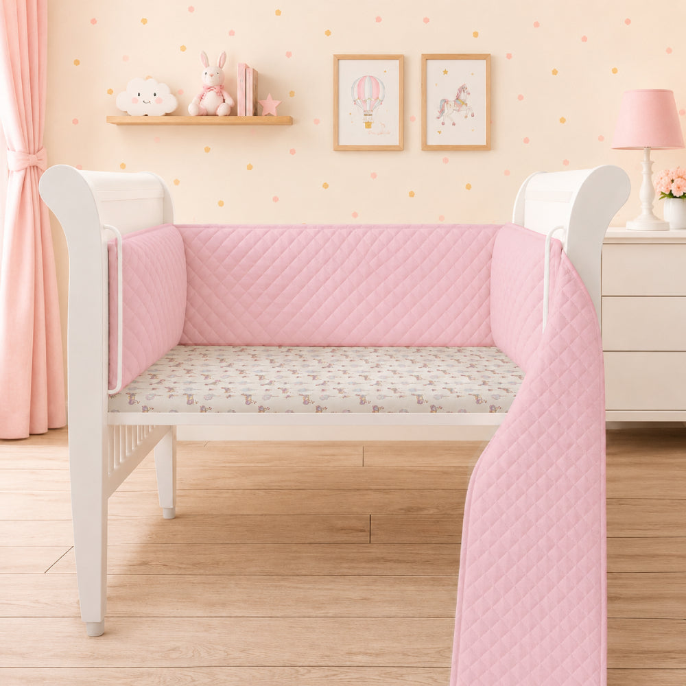 Organic Full Cot Bumper - Pink