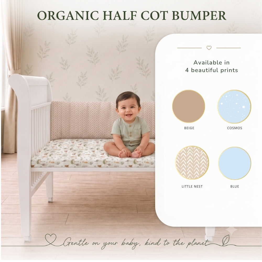 Organic Half Cot Bumper - Blue