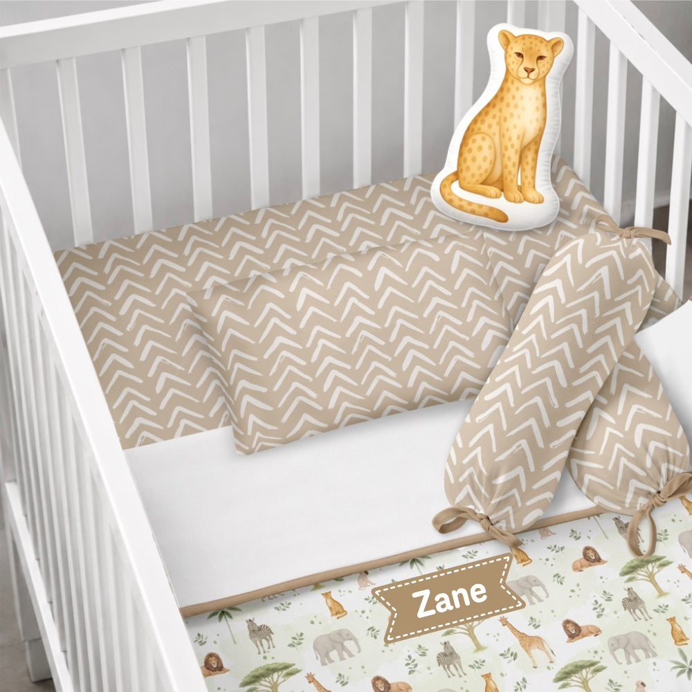 6 Pc Organic Cot Bedding Set - Savannah