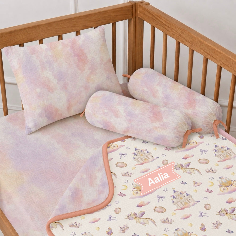 5 Pc Bamboo Muslin Cot Bedding Set - Fairytale