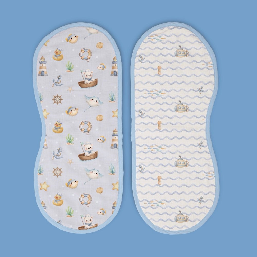 Pack of 2 Bamboo Muslin Burp Cloths - Bay Breeze