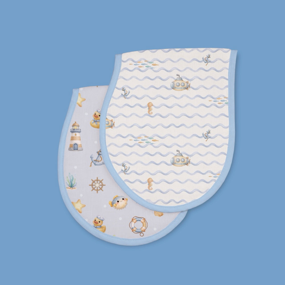 Pack of 2 Bamboo Muslin Burp Cloths - Bay Breeze