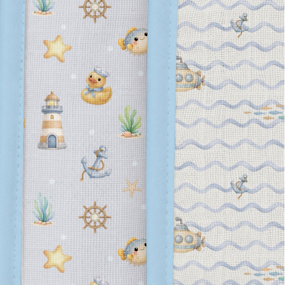Pack of 2 Bamboo Muslin Bibs - Bay Breeze