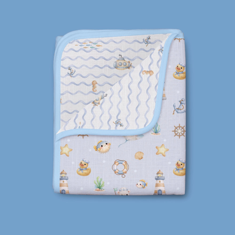 Bamboo Muslin Blanket - Bay Breeze