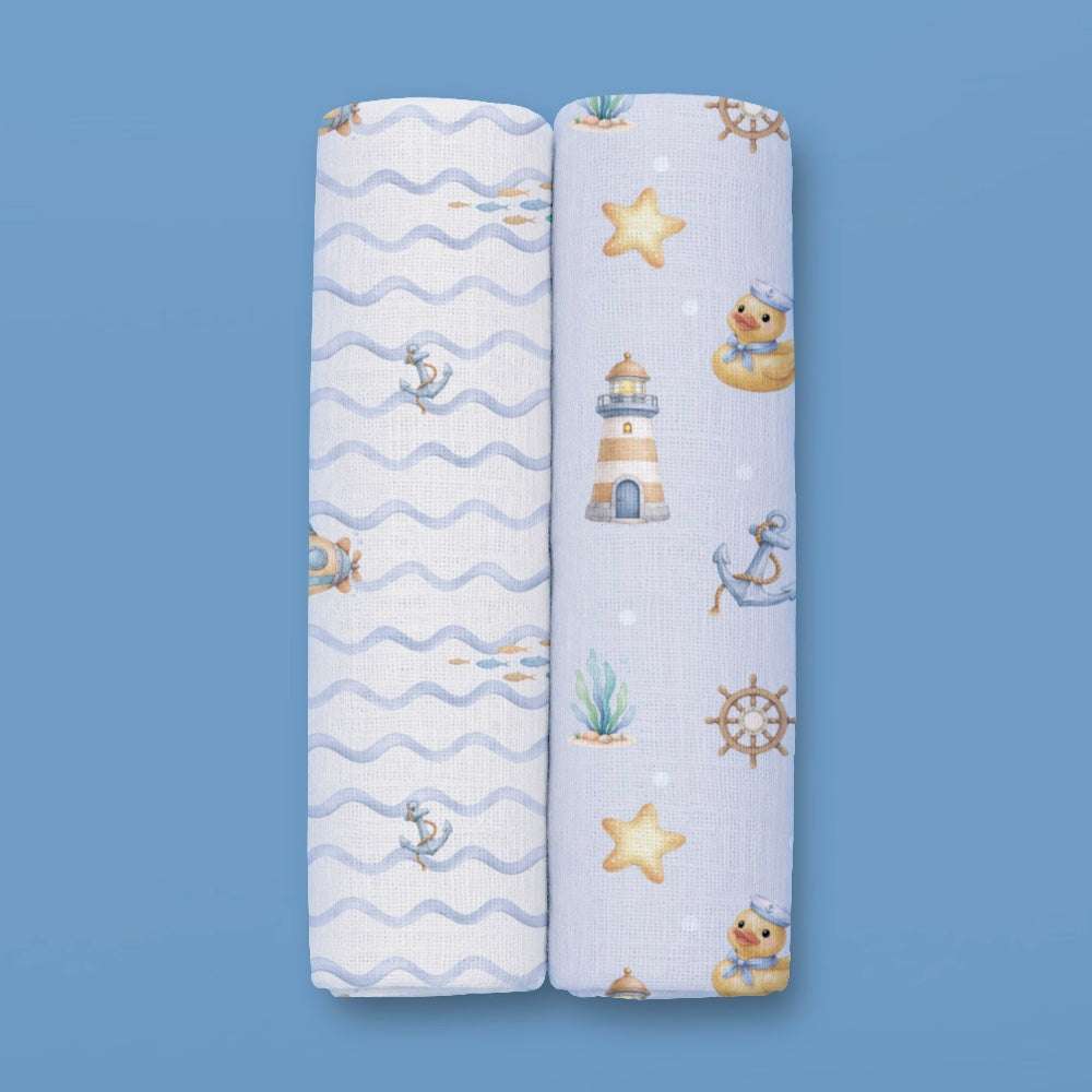 Bamboo Muslin Swaddles - Bay Breeze