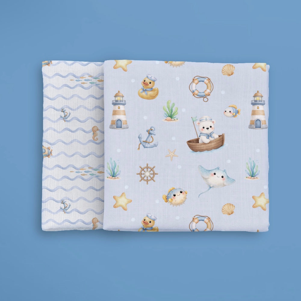 Bamboo Muslin Swaddles - Bay Breeze