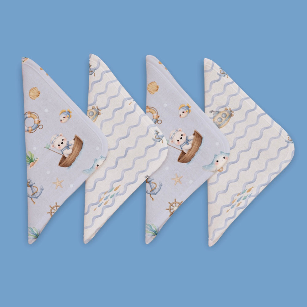 Pack of 4 Bamboo Muslin Napkins - Bay Breeze