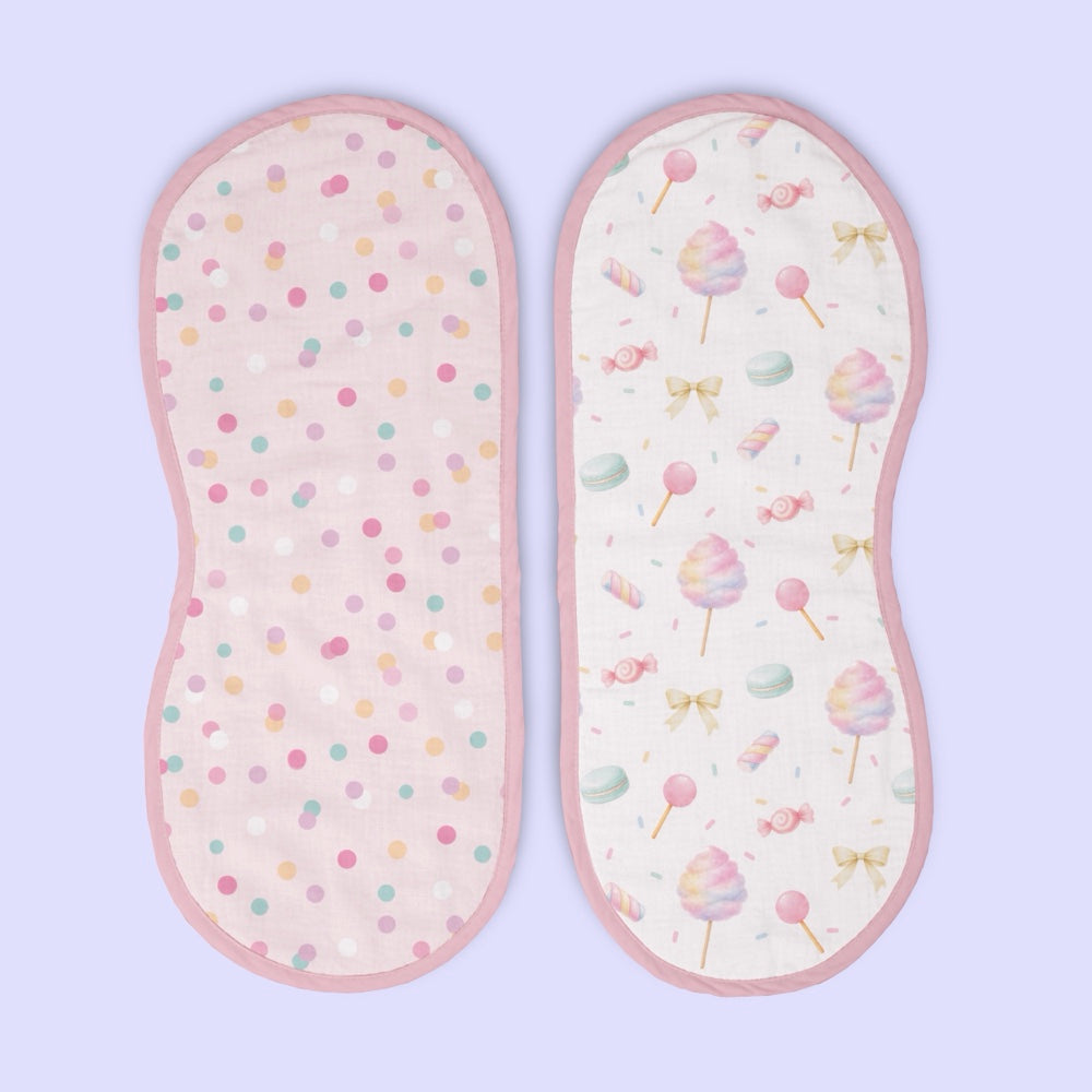 Pack of 2 Bamboo Muslin Burp Cloths - Cotton Candy