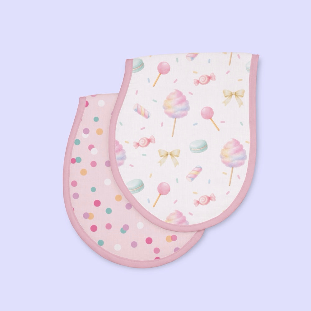 Pack of 2 Bamboo Muslin Burp Cloths - Cotton Candy