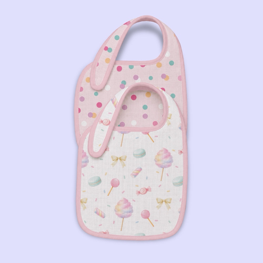 Pack of 2 Bamboo Muslin Bibs - Cotton Candy