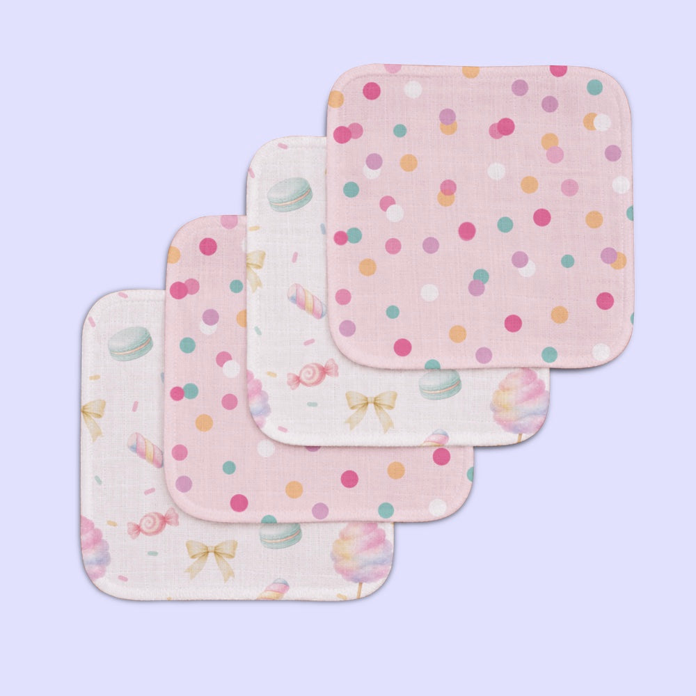 Pack of 4 Bamboo Muslin Napkins - Cotton Candy