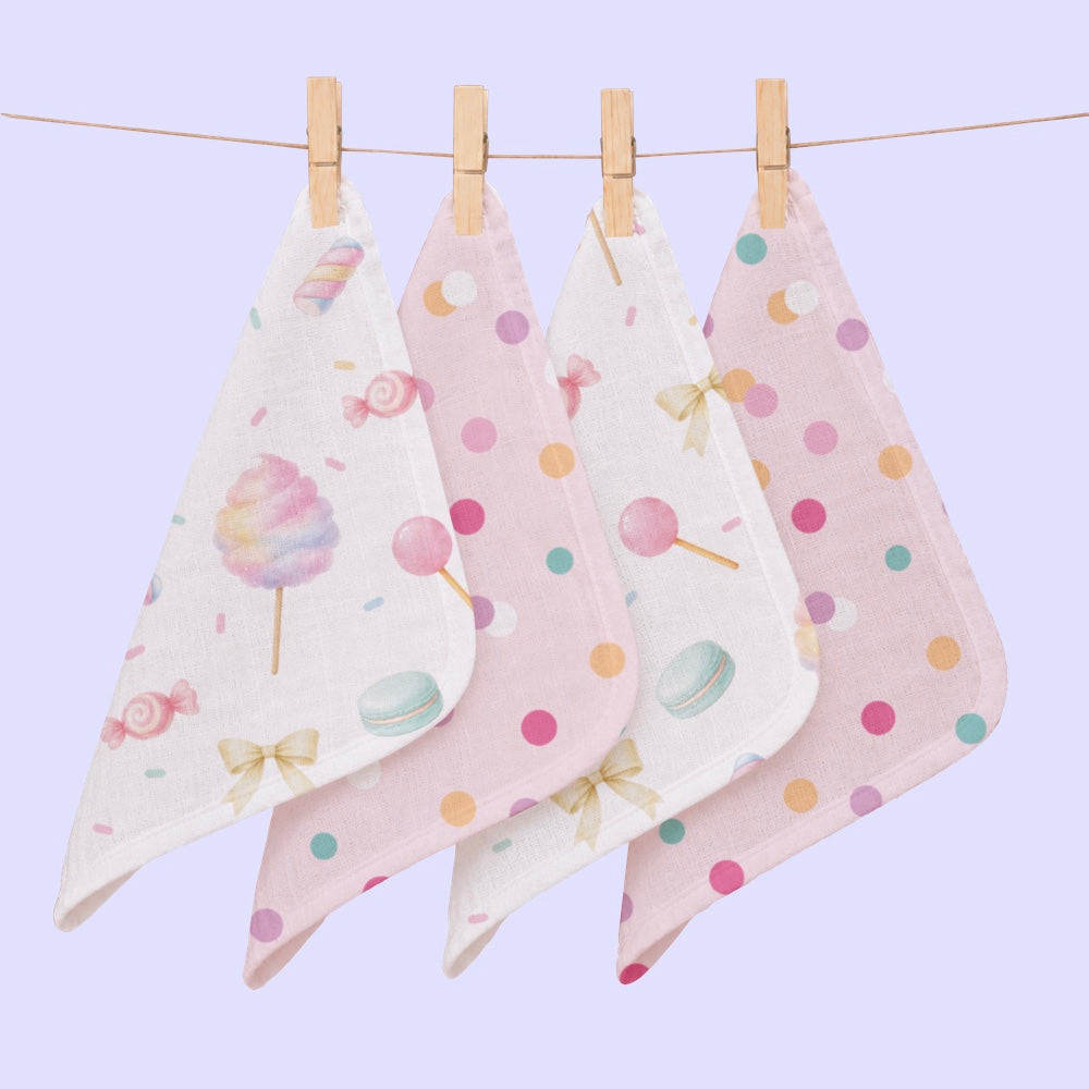 Pack of 4 Bamboo Muslin Napkins - Cotton Candy