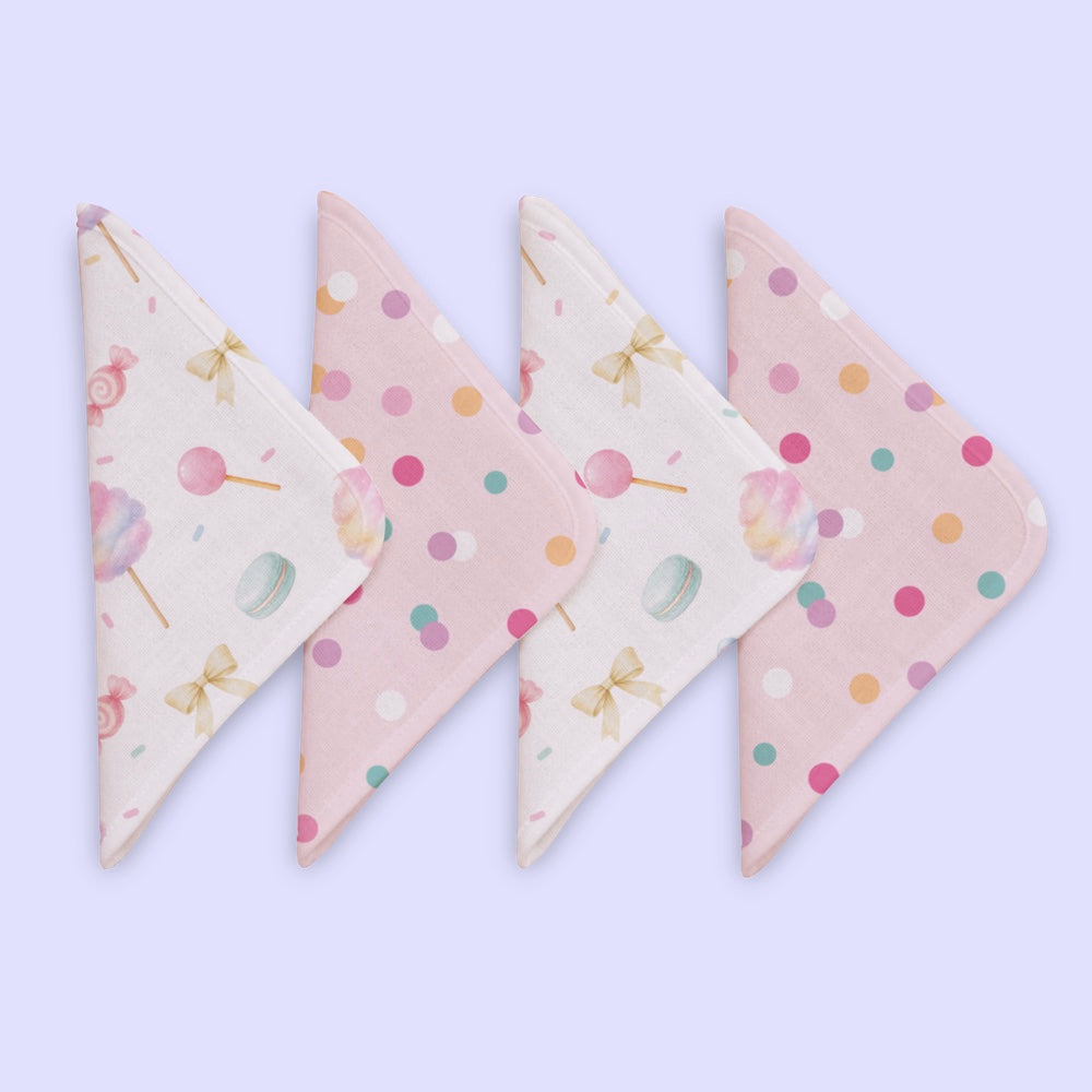 Pack of 4 Bamboo Muslin Napkins - Cotton Candy