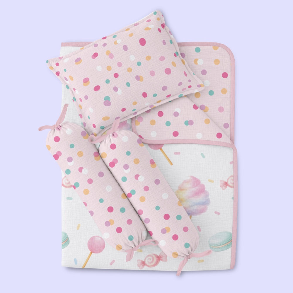 4 Pc Bamboo Muslin Snug Set - Cotton Candy