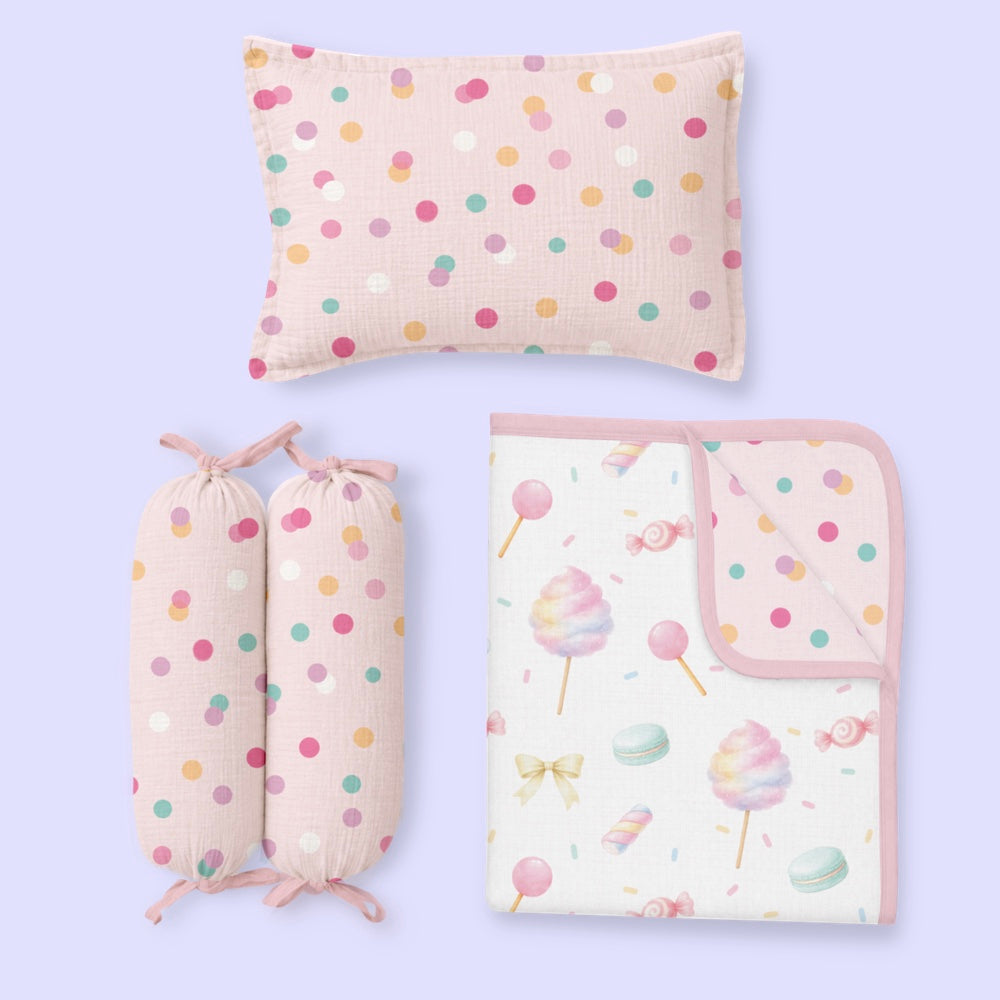 4 Pc Bamboo Muslin Snug Set - Cotton Candy