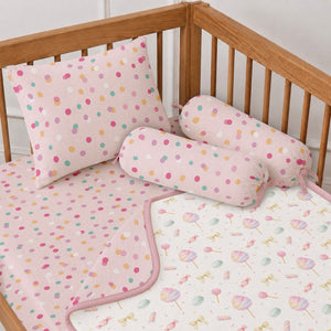 5 Pc Bamboo Muslin Cot Bedding Set - Cotton Candy