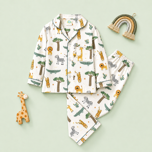 Pure Cotton Night Suit - Safari