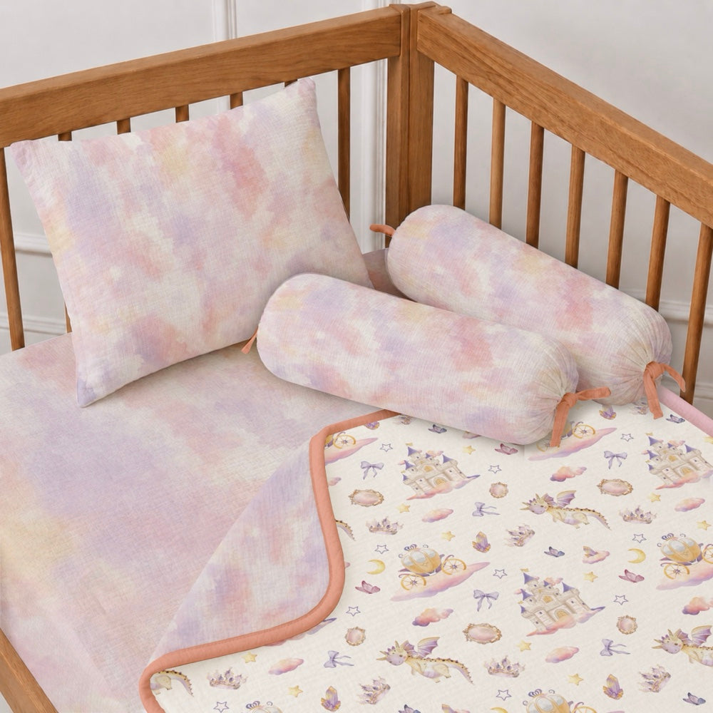 5 Pc Bamboo Muslin Cot Bedding Set - Fairytale