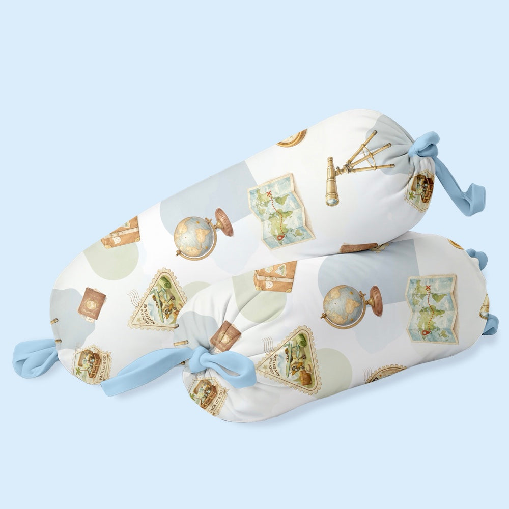Set of 2 Organic Bolsters - Globetrotter