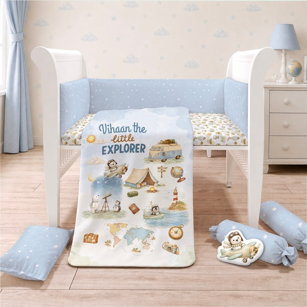 7 Pc Organic Cot Bedding Set - Globetrotter