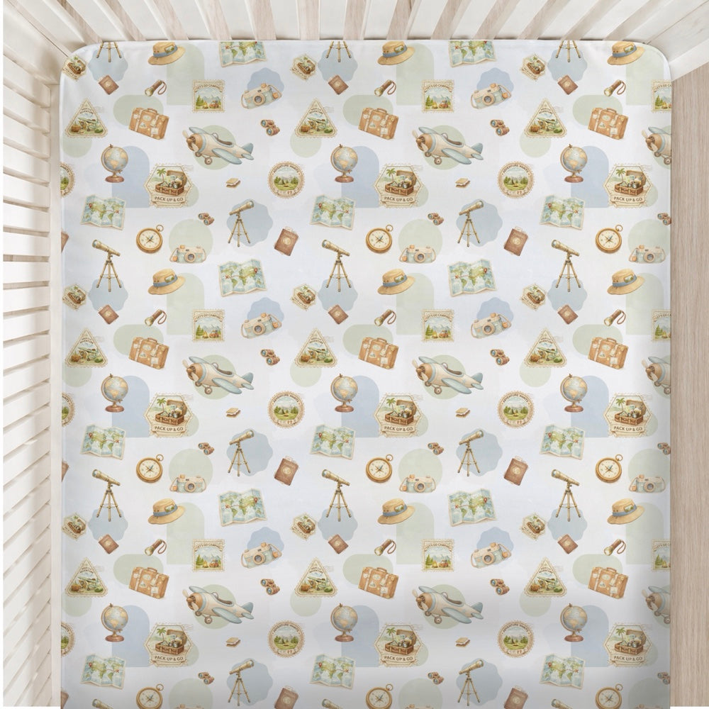 7 Pc Organic Cot Bedding Set - Globetrotter
