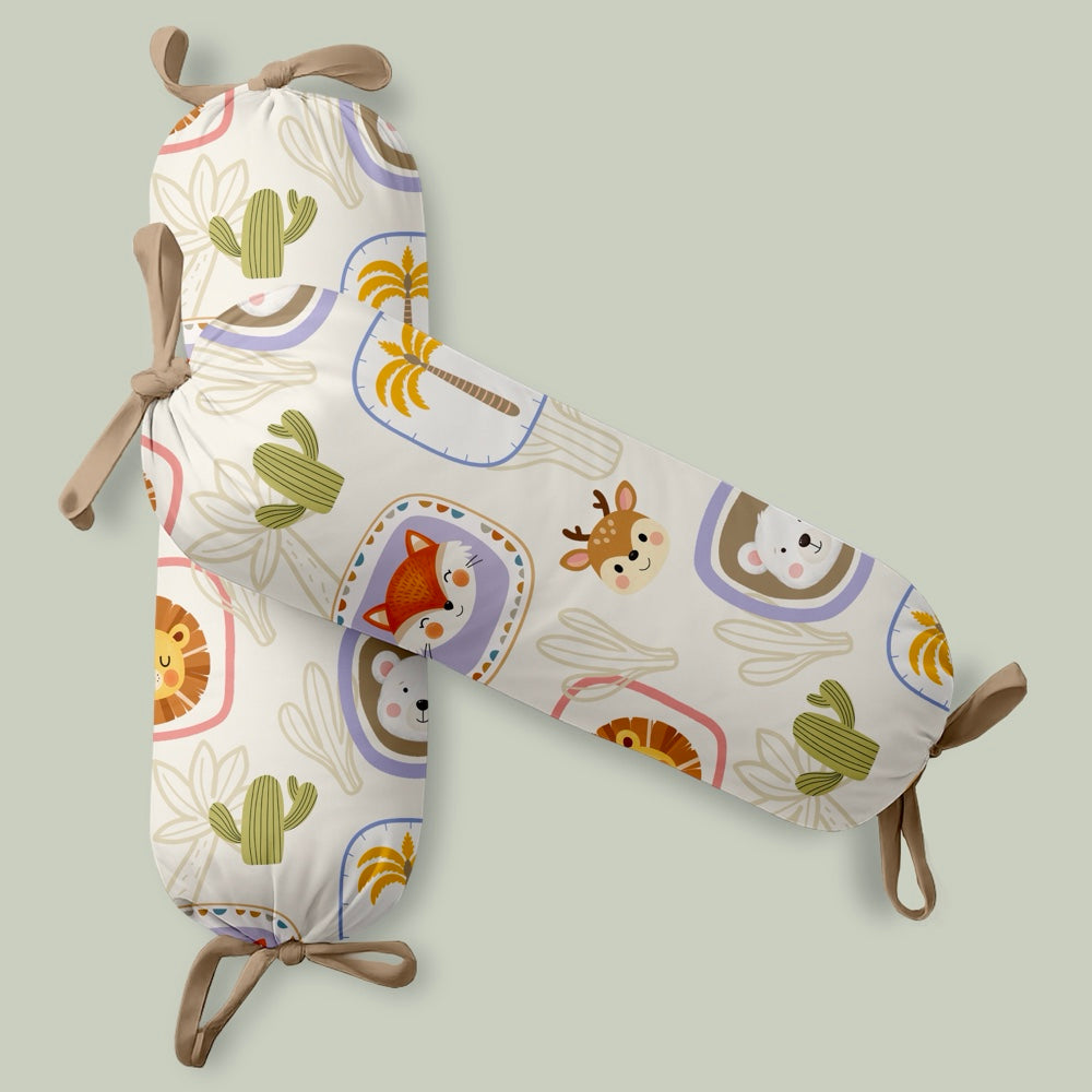 Set of 2 Organic Bolsters - Happy Faces