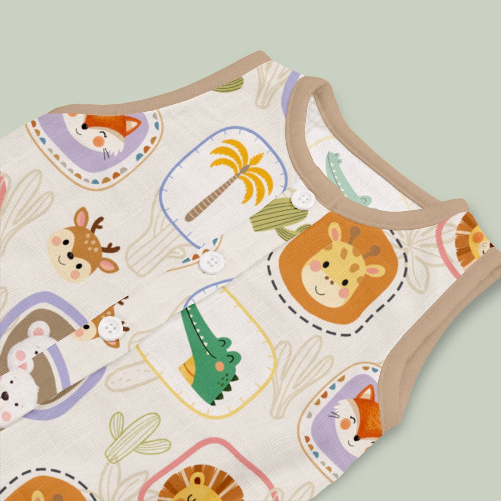 Bamboo Muslin Romper - Happy Faces