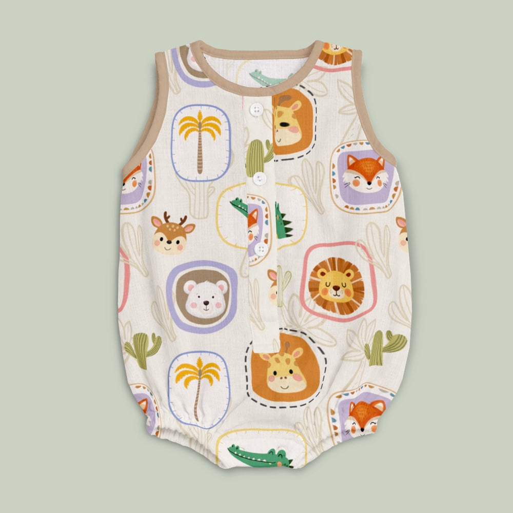 Bamboo Muslin Romper - Happy Faces