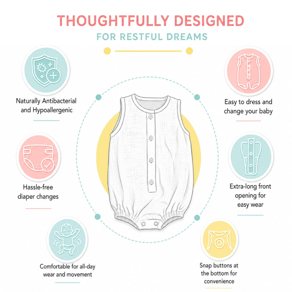 Bamboo Muslin Romper - Happy Faces