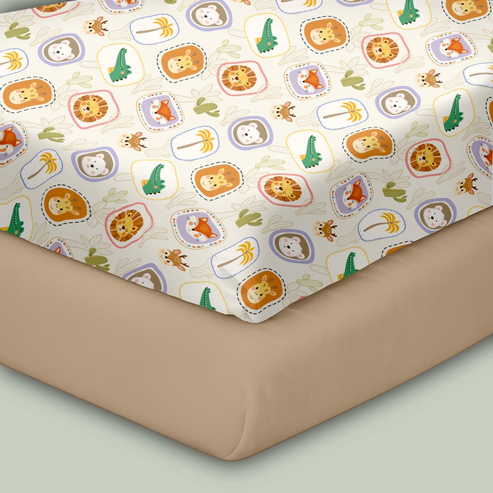 Pack of 2 Organic Fitted Sheet - Happy Faces