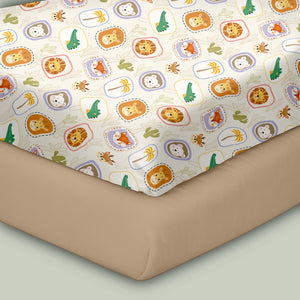 Pack of 2 Organic Fitted Sheet - Happy Faces