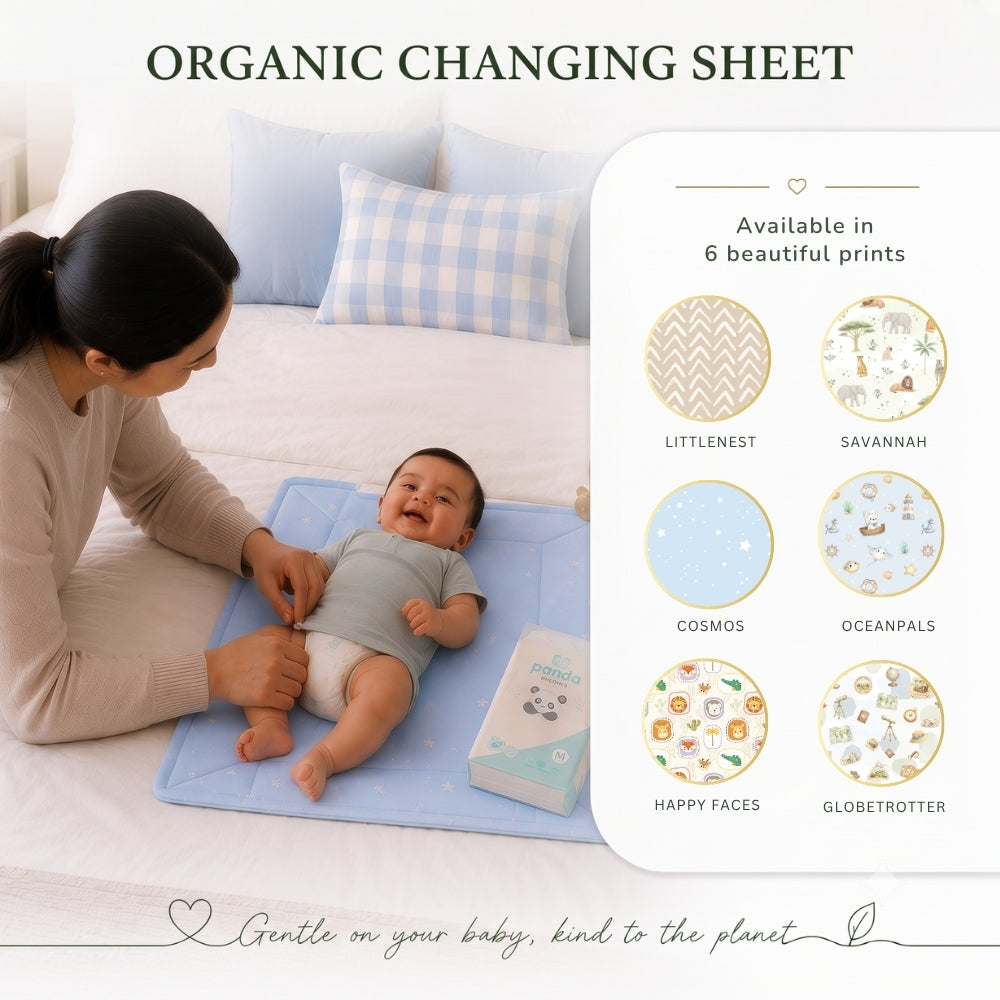 Set of 2 Organic Changing Sheet - Happy Faces