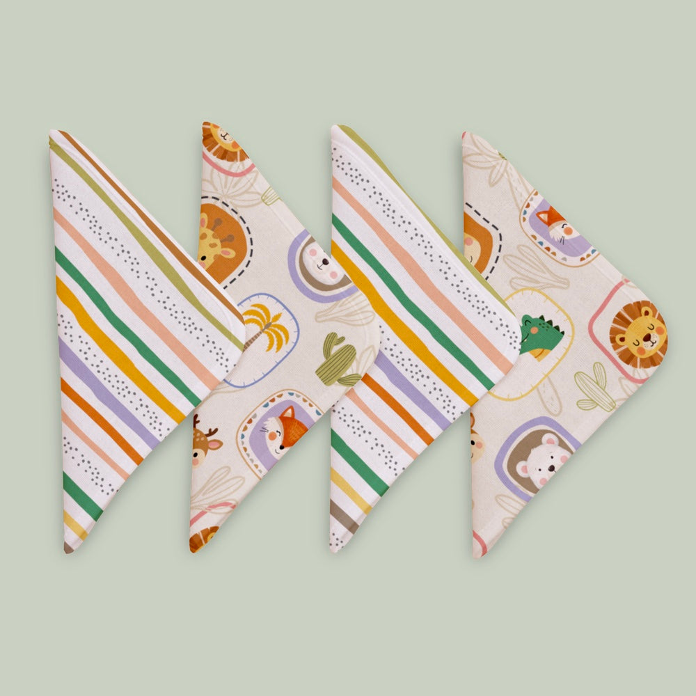 Pack of 4 Bamboo Muslin Napkins - Jungle Buddies
