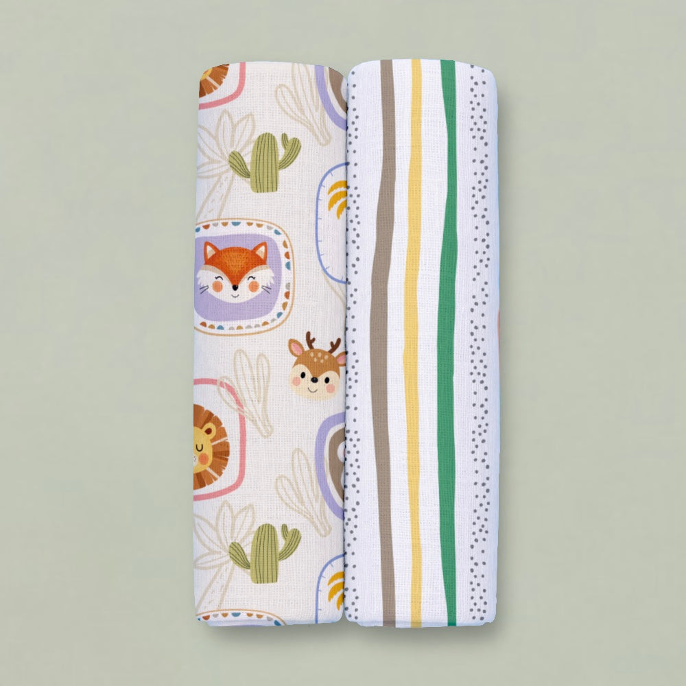 Bamboo Muslin Swaddles - Jungle Buddies