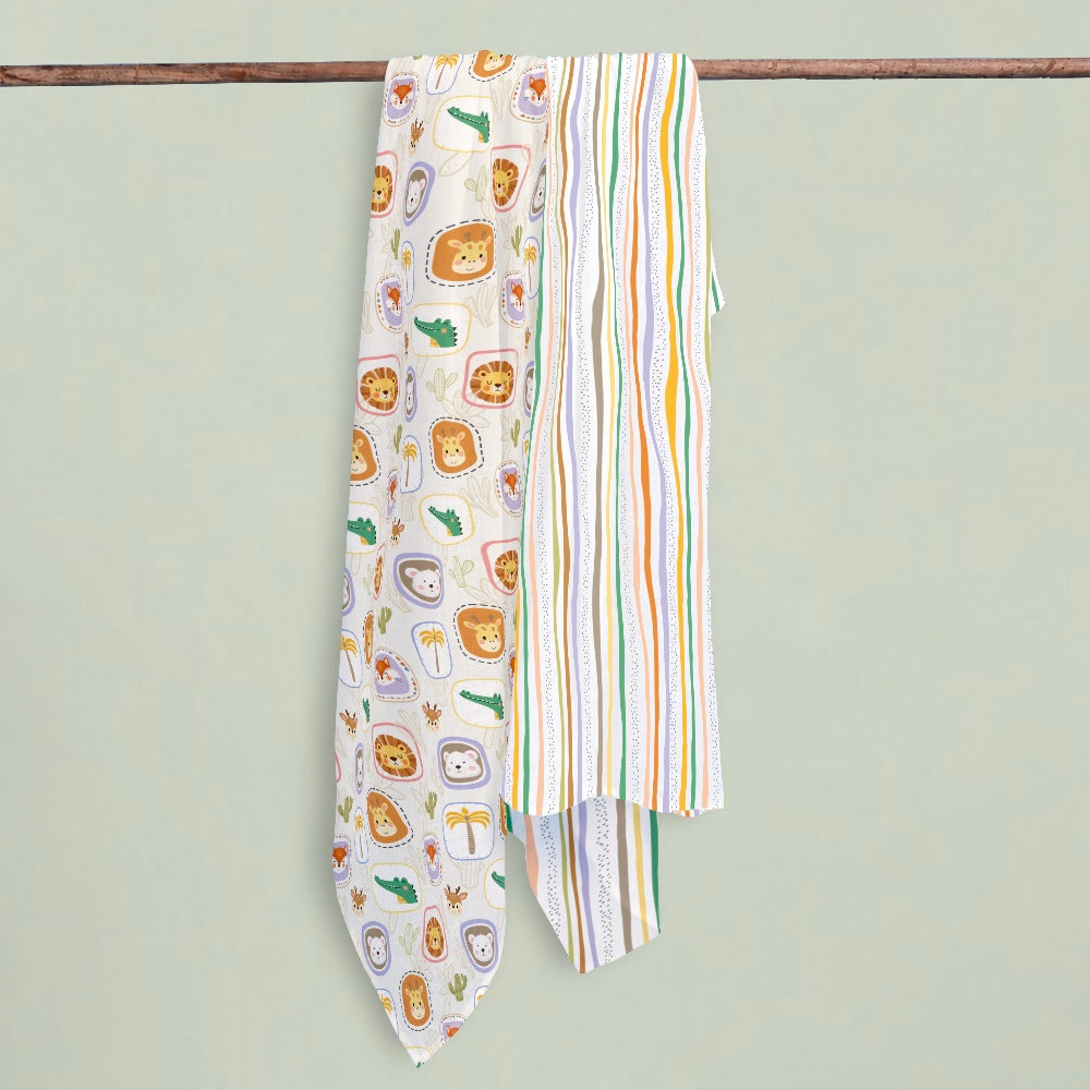 Bamboo Muslin Swaddles - Jungle Buddies