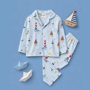 Pure Cotton Night Suit - Nautical