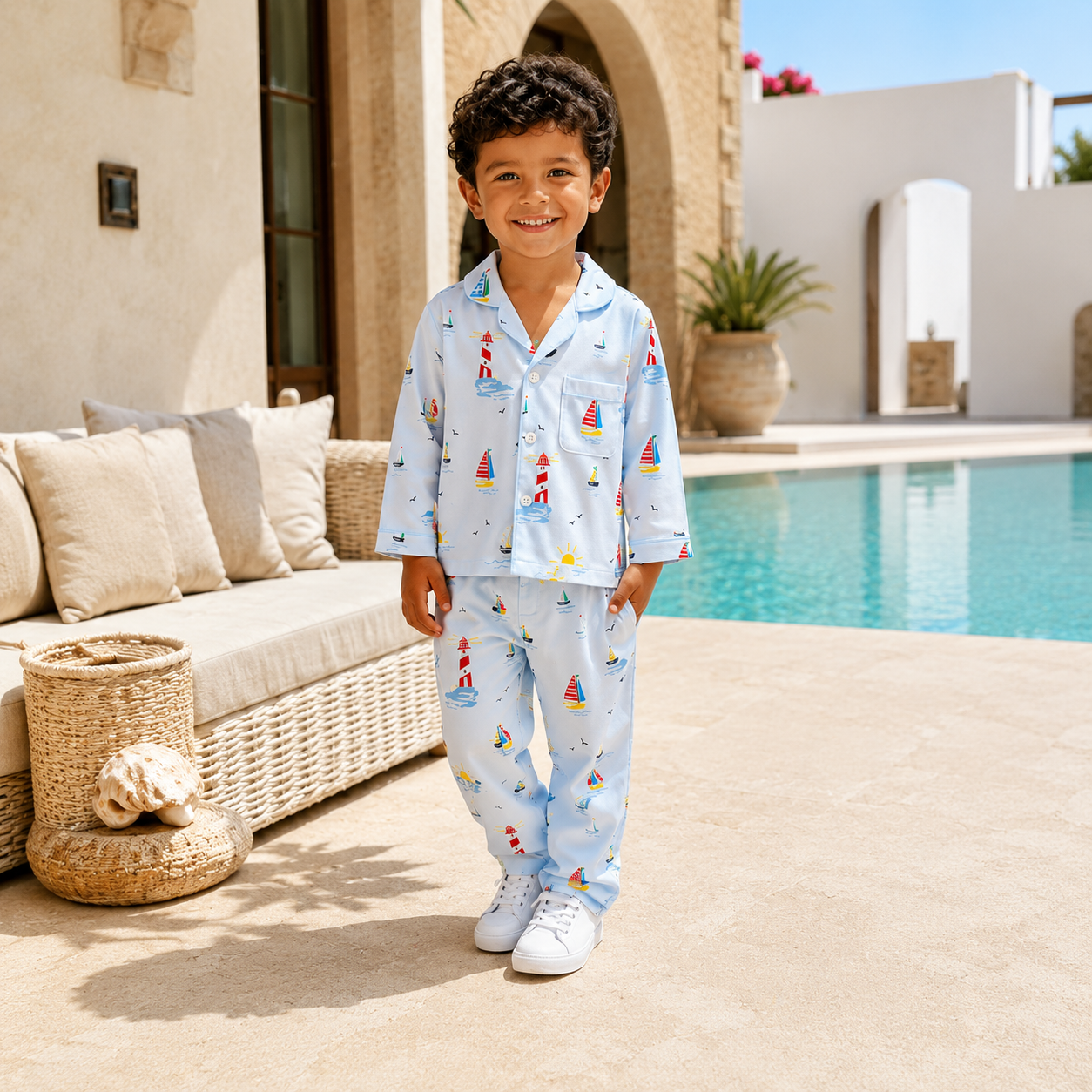 Pure Cotton Night Suit - Nautical