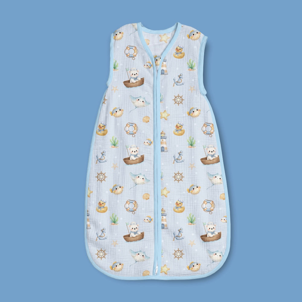 Bamboo Muslin Sleeping Bag - Ocean Pals