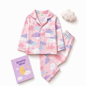 Pure Cotton Night Suit - Pink Sky