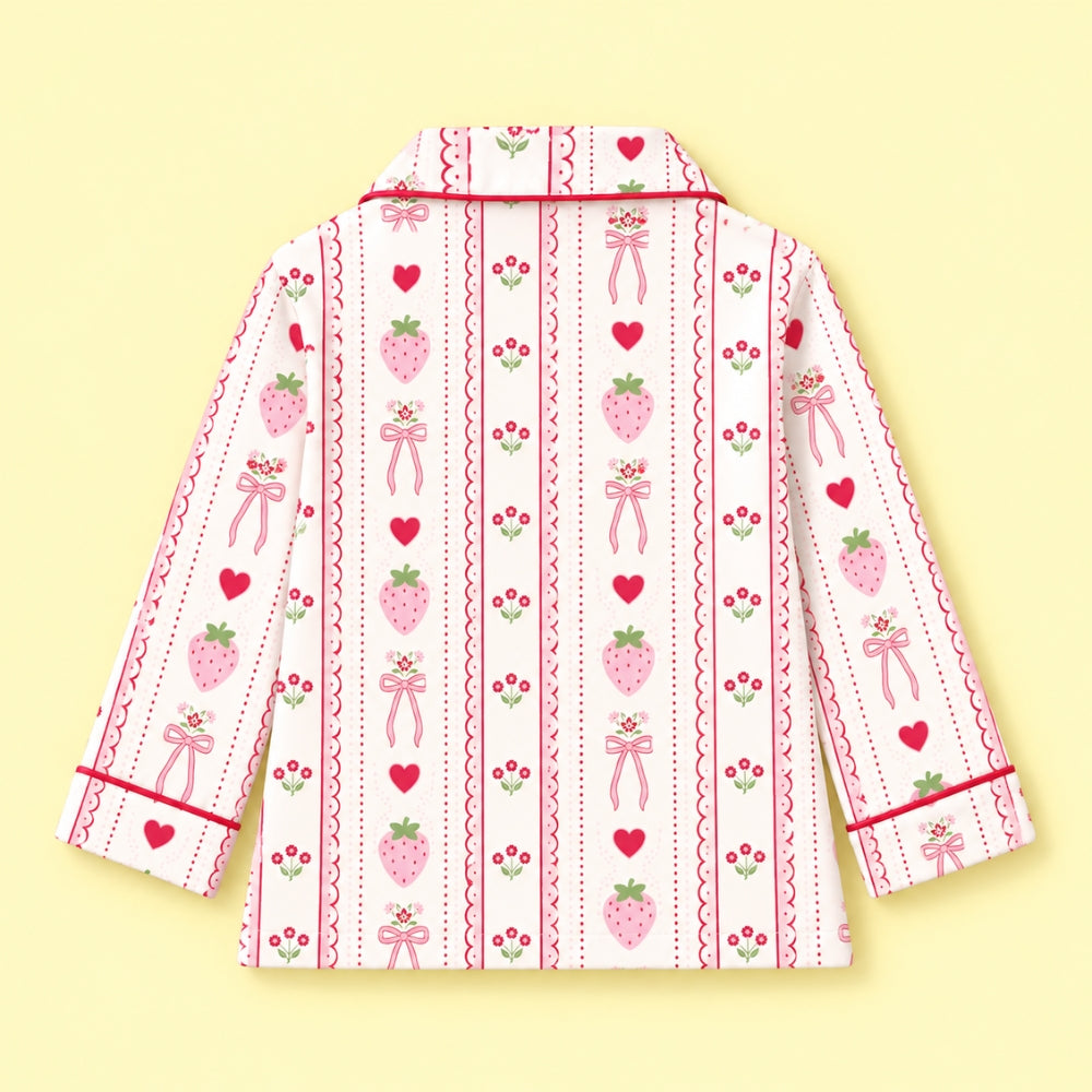 Pure Cotton Night Suit - Strawberry