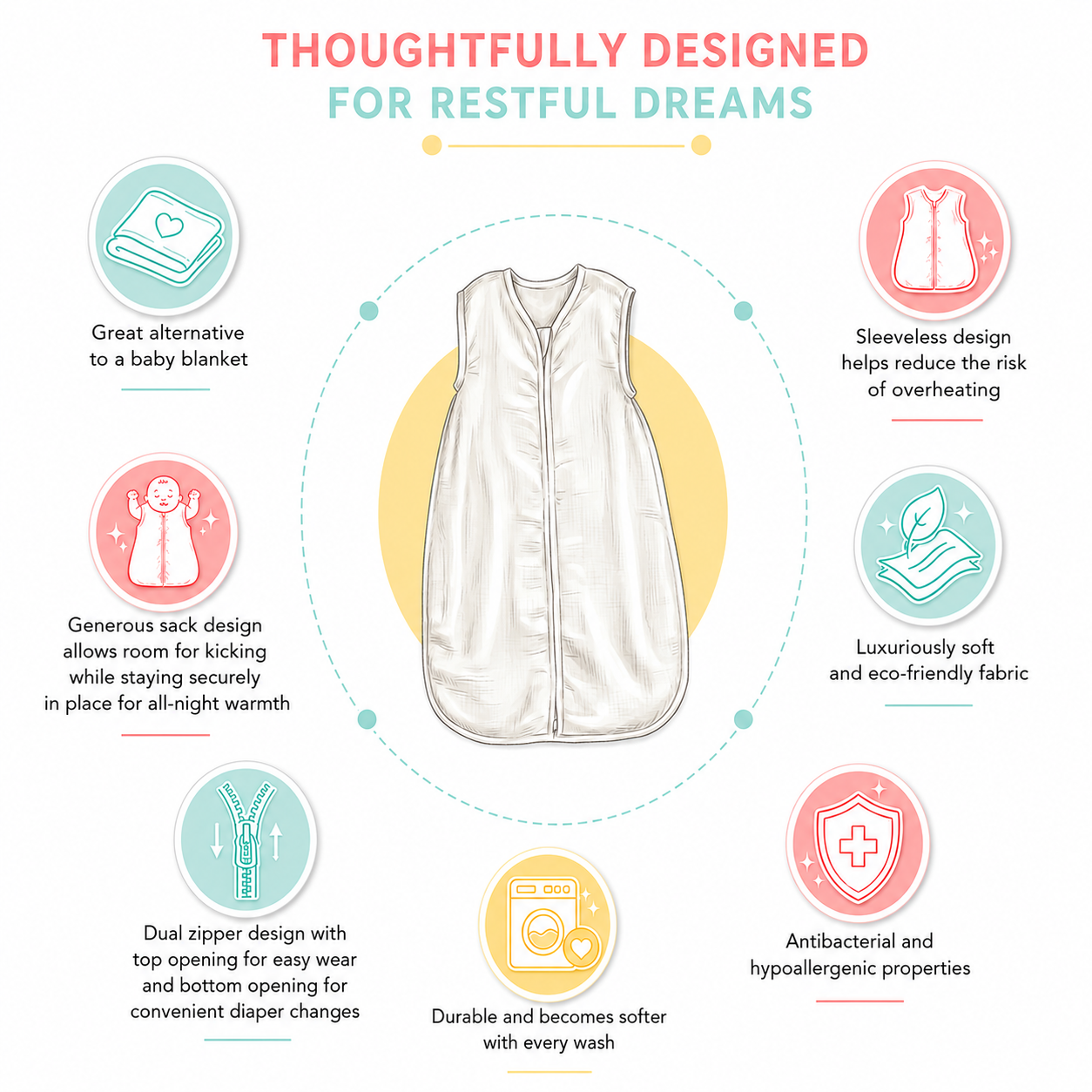 Bamboo Muslin Sleeping Bag - Sugar Rush