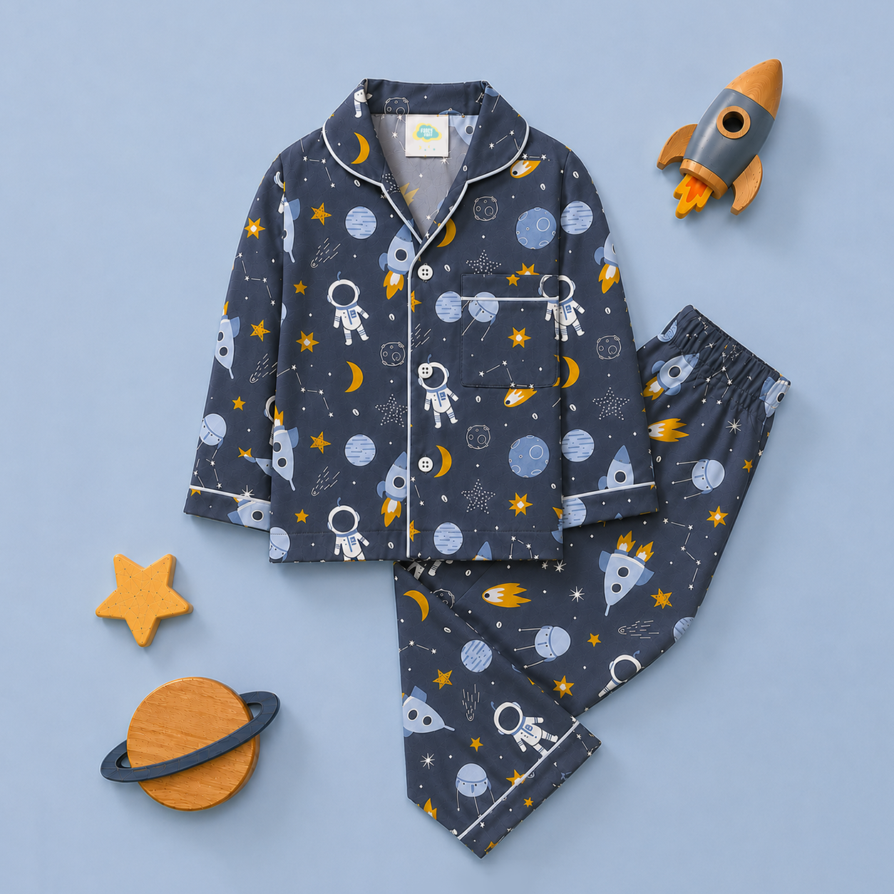 Pure Cotton Night Suit - Space