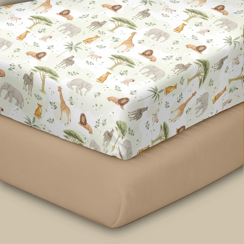 Pack of 2 Organic Fitted Sheet - Savannah