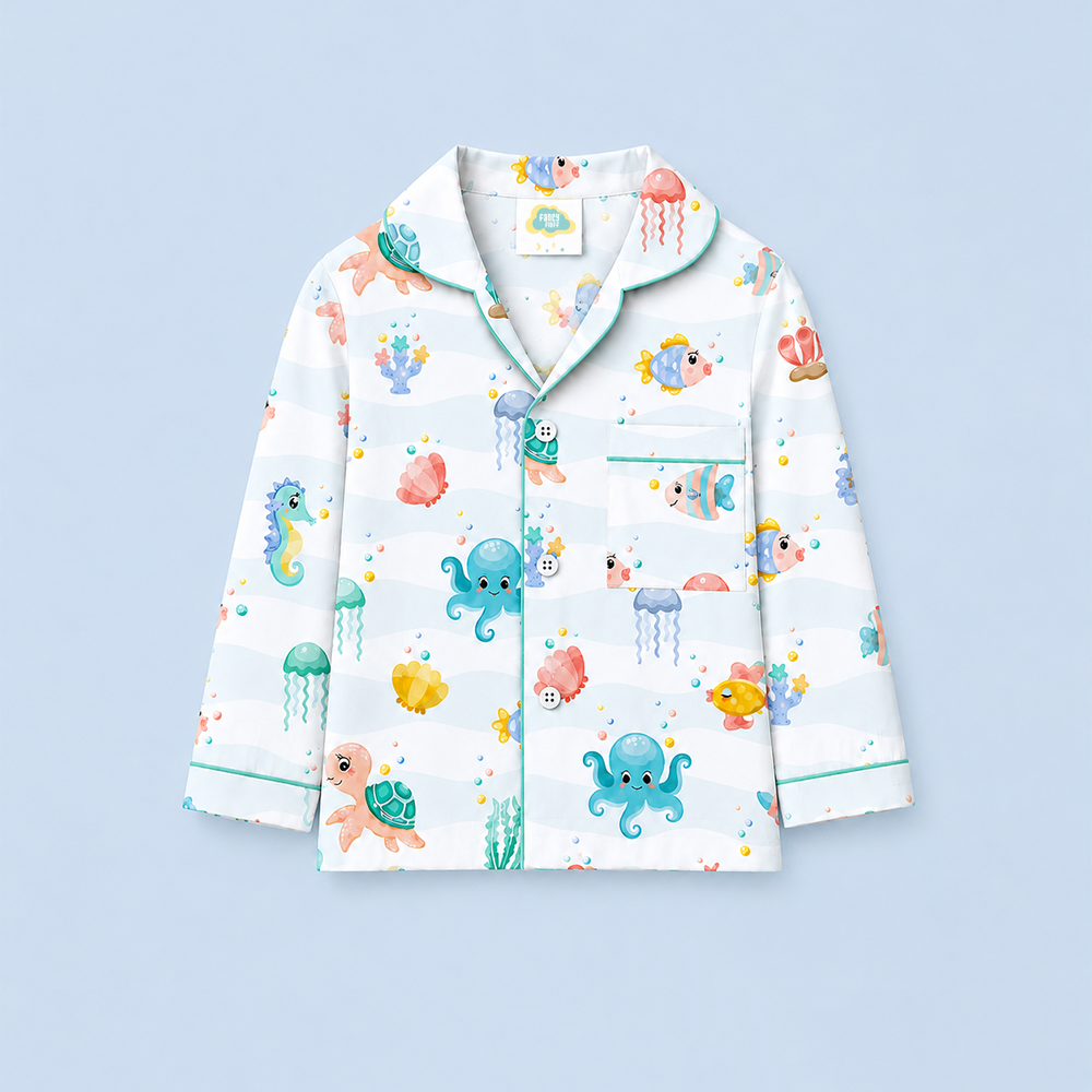 Pure Cotton Night Suit - Sea World