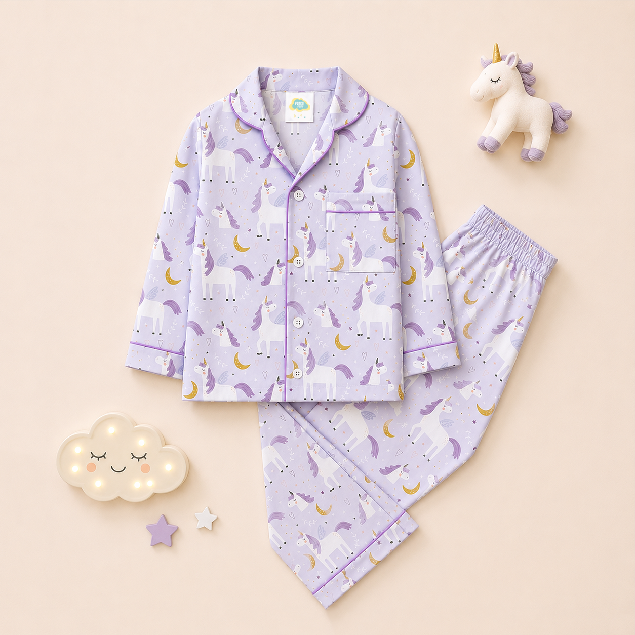Pure Cotton Night Suit - Unicorn