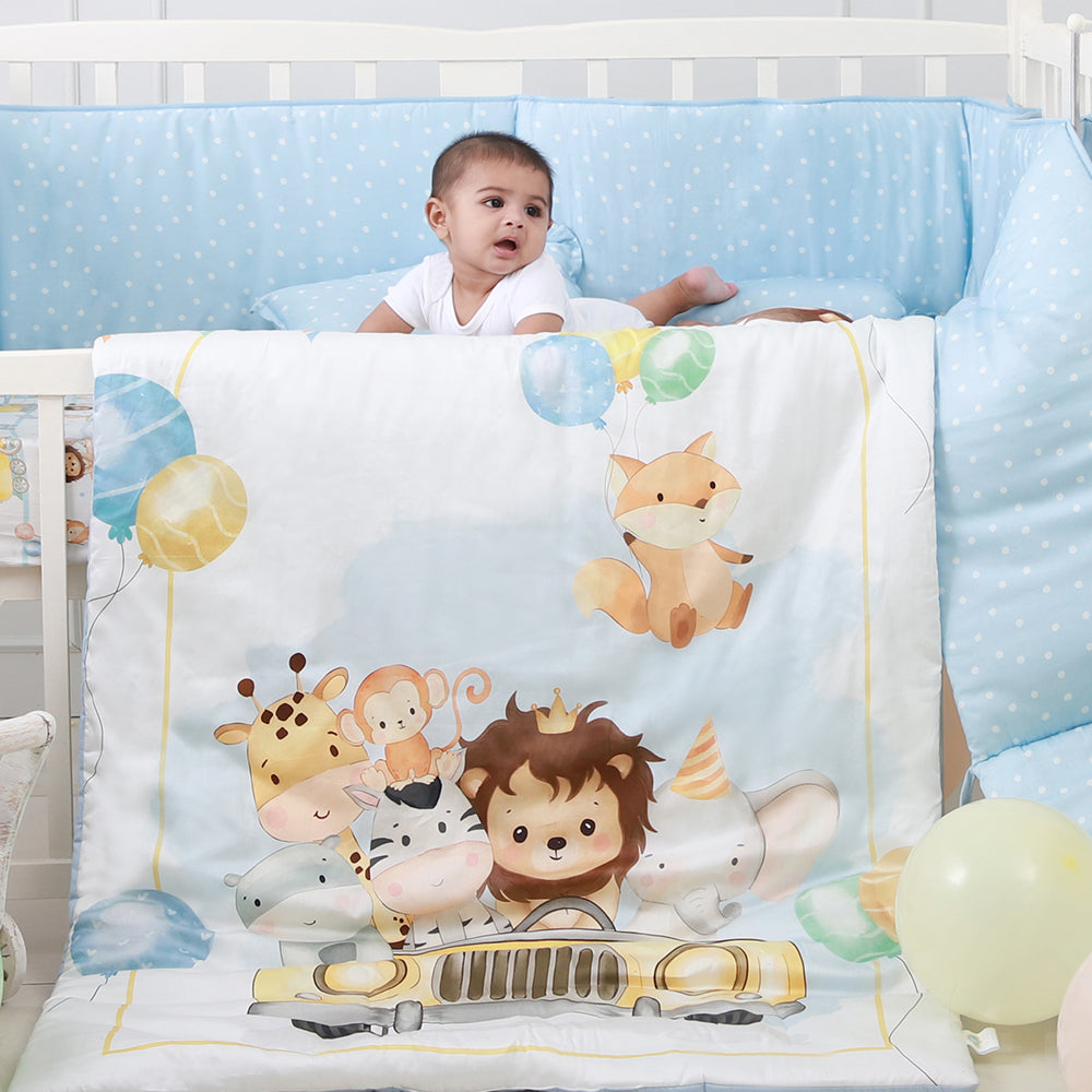 7 Pc Organic Baby Cot Bedding Set - Joy Ride