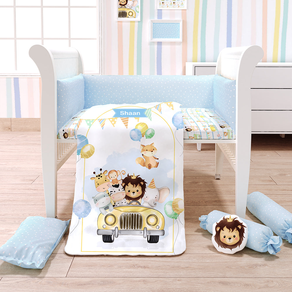 7 Pc Organic Baby Cot Bedding Set - Joy Ride